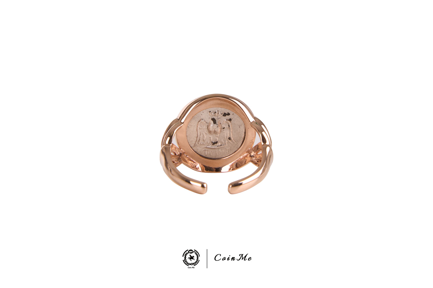 G. Pontus-Amisos Silver Coin Ring – 1/2 Drachm – 18K Rose Gold with Sapphires